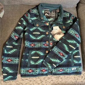 Powder River Outfitters Women's Patterned Utility Jacket - Teal and Red